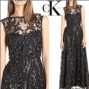 Calvin Klein Evening Gown Black
Metallic Lace Size 4